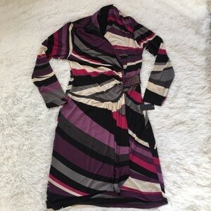 Sharon Max Multicolor long sleeve wrap dress Large